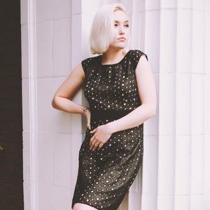 THE LIMITED Black & Tan Eyelet Dress